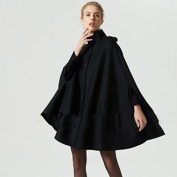 bohoartist women black woolen cape coats button loose casual ponchos fashion autumn winter overcoat female cape coat
bohoartist women black woolen cape coats button loose casual ponchos fashion autumn winter overcoat female cape coat
