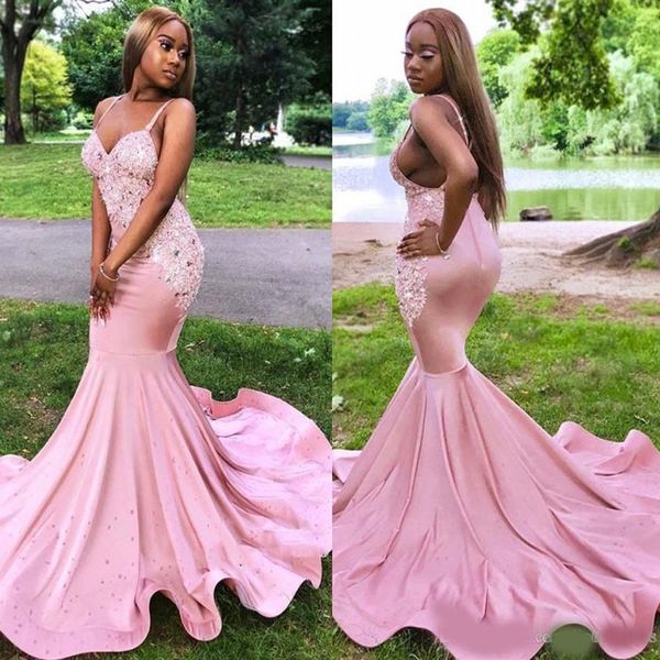 new black girls pink prom dresses mermaid spaghetti straps backless long for party evening gowns with beads appliques
new black girls pink prom dresses mermaid spaghetti straps backless long for party evening gowns with beads appliques