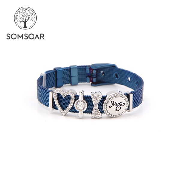 dropshipping somsoar jewelry mum heart slide keeper charm mesh bracelet with diy accessories making for mother's day gift, Golden;silver
dropshipping somsoar jewelry mum heart slide keeper charm mesh bracelet with diy accessories making for mother's day gift, Golden;silver