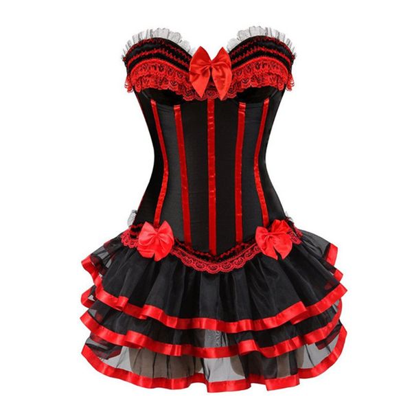 plus size burlesque corsets dress with skirt costumes vintage striped lace up corset bustier shaper for women steampunk, Black;white
plus size burlesque corsets dress with skirt costumes vintage striped lace up corset bustier shaper for women steampunk, Black;white