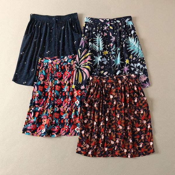 french summer holiday women skirt breathable flowing viscose single-breasted pocket pleated skirt, Black
french summer holiday women skirt breathable flowing viscose single-breasted pocket pleated skirt, Black