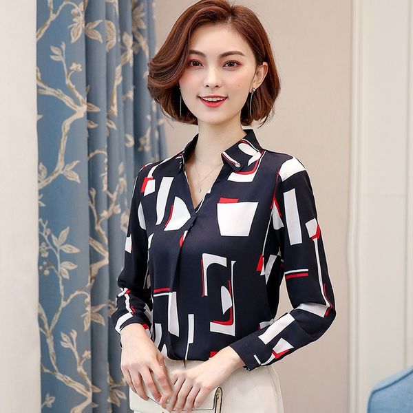 fashion long sleeve shirt women elegant formal slim print chiffon blouse office ladies plus size, White
fashion long sleeve shirt women elegant formal slim print chiffon blouse office ladies plus size, White