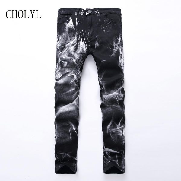 cholyl new fashion men's wolf printed jeans men slim straight black stretch jeans designer pants nightclubs singers, Blue
cholyl new fashion men's wolf printed jeans men slim straight black stretch jeans designer pants nightclubs singers, Blue