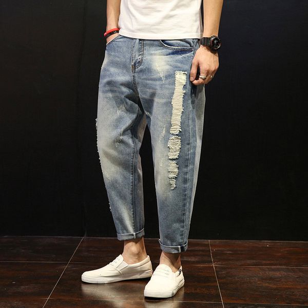 new arrival loose harem pants men's ripped jeans casual washed distressed holes jeans trousers large size 28-42, Blue
new arrival loose harem pants men's ripped jeans casual washed distressed holes jeans trousers large size 28-42, Blue