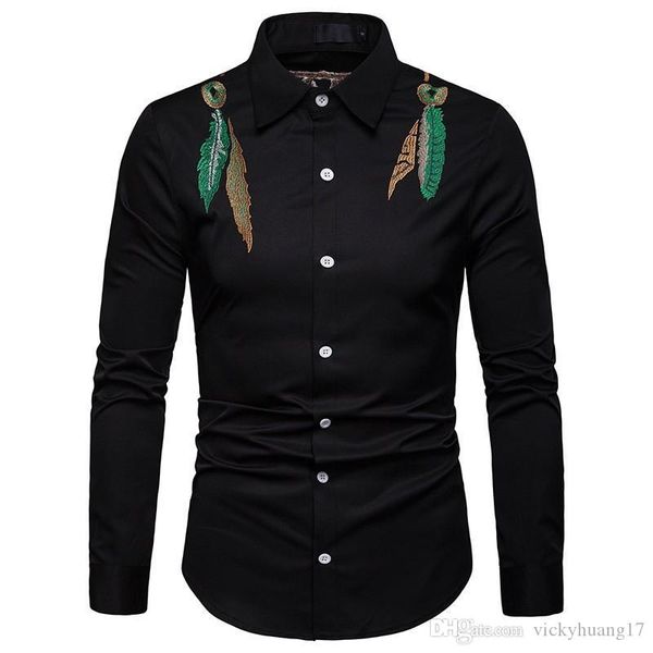 2019 новая осень однобортный вышивка рубашки мужчины элегантный slim fit с длинным рукавом рубашки мода повседневная черный белый топ одежда, White;black
2019 новая осень однобортный вышивка рубашки мужчины элегантный slim fit с длинным рукавом рубашки мода повседневная черный белый топ одежда, White;black