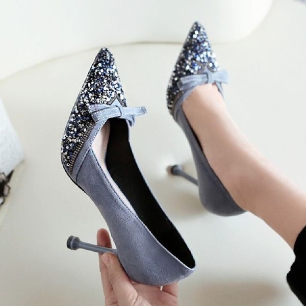 2019 spring summer autumn shallow thin high heels crystal flock slip-on women pumps pointed toe butterfly-knot lady shoes 190501, Black
2019 spring summer autumn shallow thin high heels crystal flock slip-on women pumps pointed toe butterfly-knot lady shoes 190501, Black