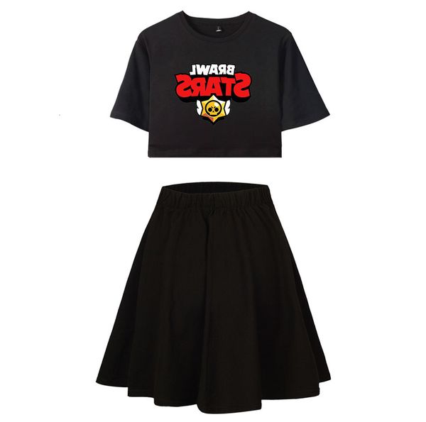 досуг женщины пункт время navel exposed футболка короткая юбка костюм, Black;blue