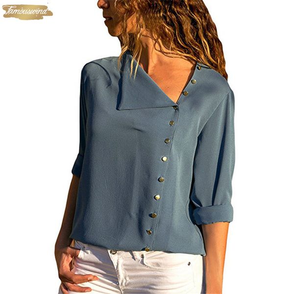 women 2019 and blouses long sleeve skew collar irregular blouse button blouse shirt blusas plus size s 3xl, White
women 2019 and blouses long sleeve skew collar irregular blouse button blouse shirt blusas plus size s 3xl, White