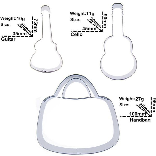 electric guitar,violin, handbag shaped 3 piece biscuit cutting molds, baking tools, cake decorating soft candy tools
electric guitar,violin, handbag shaped 3 piece biscuit cutting molds, baking tools, cake decorating soft candy tools