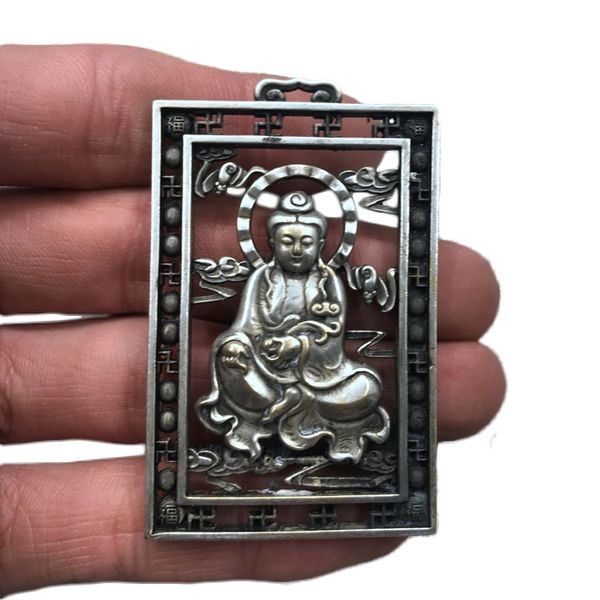 laojunlu pure copper sitting guanyin imitation antique silver brand pendant hollow
laojunlu pure copper sitting guanyin imitation antique silver brand pendant hollow