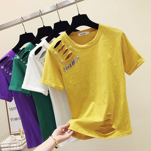 women's t-shirt short sleeve tshirt cotton shirts woman korean style loose fitting 2xl hollow holes students tees, White
women's t-shirt short sleeve tshirt cotton shirts woman korean style loose fitting 2xl hollow holes students tees, White