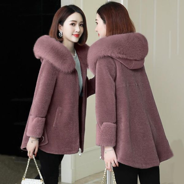 women 2020 new winter real sheep shearing coat female casual lambswool jacket with natural fur collar hooded outerwear n254, Black
women 2020 new winter real sheep shearing coat female casual lambswool jacket with natural fur collar hooded outerwear n254, Black
