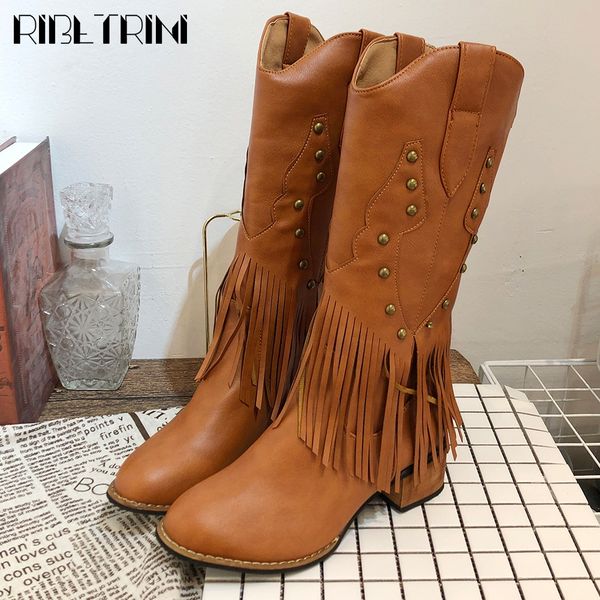 ribetrini new ladies fashion fringe rivets mid calf shoes woman motorcycle boots casual party chunky heels boots women, Black
ribetrini new ladies fashion fringe rivets mid calf shoes woman motorcycle boots casual party chunky heels boots women, Black