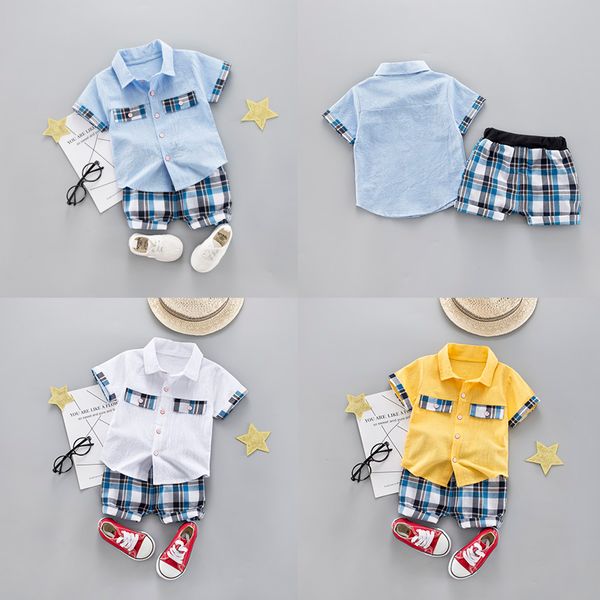 2019 summer boys plaid print short sleeve blouse t-shirt and shorts children casual outfits sets two-piece i, White
2019 summer boys plaid print short sleeve blouse t-shirt and shorts children casual outfits sets two-piece i, White
