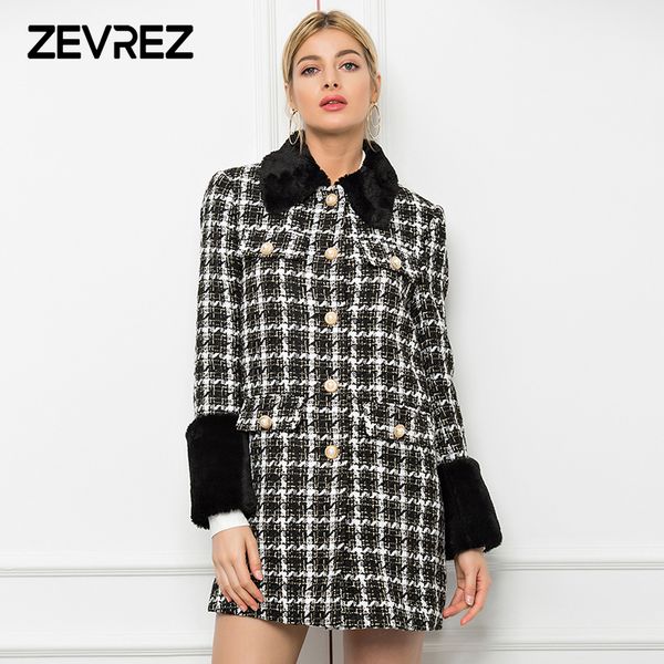 autumn women wool coat fashion splicing fur collar coat single breasted casual black white plaid female winter wool zevrez
autumn women wool coat fashion splicing fur collar coat single breasted casual black white plaid female winter wool zevrez