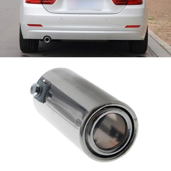 

universal 51mm car rear round exhaust muffler pipe inlet diameter stainless steel tip modified tail throat a1 car accessories