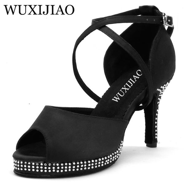 wuxijiao brand rhinestones black satin women ultra high heels 10cm latin dance shoes waterproof platform increased party shoes
wuxijiao brand rhinestones black satin women ultra high heels 10cm latin dance shoes waterproof platform increased party shoes