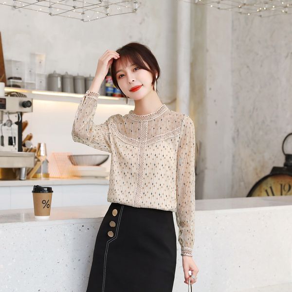 lace blouse women's clothing fashion long sleeve high collar print turtlenck neck female blouse 2019 blusas chemisier ali17, White 
lace blouse women's clothing fashion long sleeve high collar print turtlenck neck female blouse 2019 blusas chemisier ali17, White