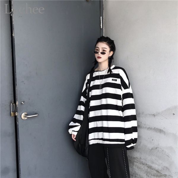 lychee harajuku hit color stripes women sweatshirt long lantern sleeve o-neck female sweatshirt oversize pullover, Black
lychee harajuku hit color stripes women sweatshirt long lantern sleeve o-neck female sweatshirt oversize pullover, Black