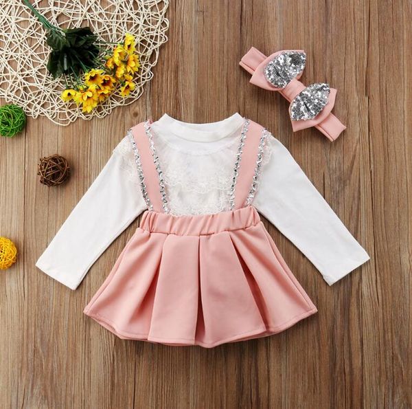 2019 girl clothing 1-6t 3pcs toddler kids girls clothes set long sleeve lace sequin strap skirt bow headband princess outfits, White
2019 girl clothing 1-6t 3pcs toddler kids girls clothes set long sleeve lace sequin strap skirt bow headband princess outfits, White