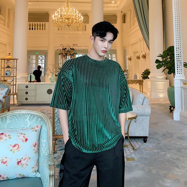 men summer short sleeve velvet striped t shirt male streetwear hip hop loose casual solid tshirt tees shirts, White;black
men summer short sleeve velvet striped t shirt male streetwear hip hop loose casual solid tshirt tees shirts, White;black