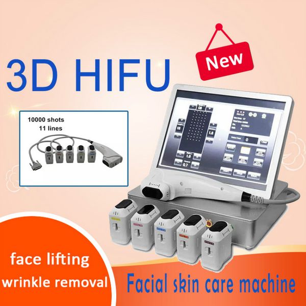 11 lines cartridges 8 cartridges selected with 10000s hifu 3d machine hifu facial anti-aging and slimming body machine