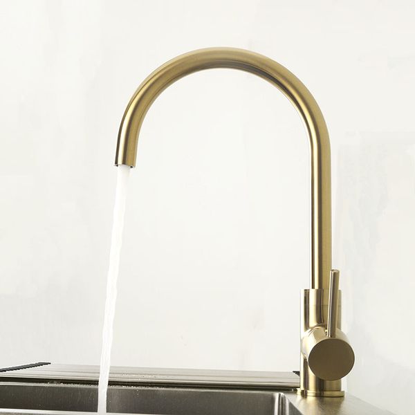 

& Black Brushed Gold Brass Faucet Mixer Dual Sink Rotation Kitchen Cold And Hot Water Tap Deck Mounted