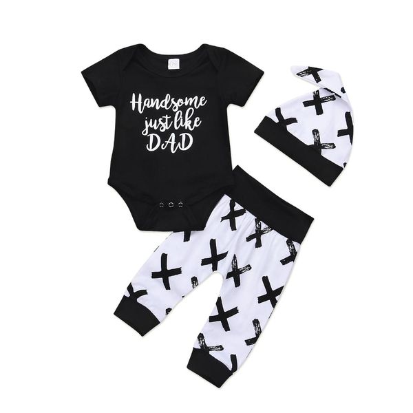 3pcs stylish newborn baby boys cotton romper pants leggings outfits set clothes, White
3pcs stylish newborn baby boys cotton romper pants leggings outfits set clothes, White