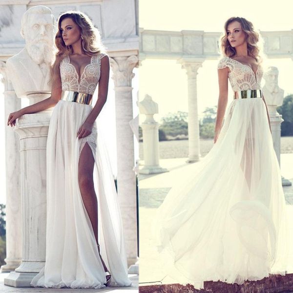 julie vino beach wedding dresses a line high split illusion beaded bohemian bridal gowns robe de mariée, White
julie vino beach wedding dresses a line high split illusion beaded bohemian bridal gowns robe de mariée, White