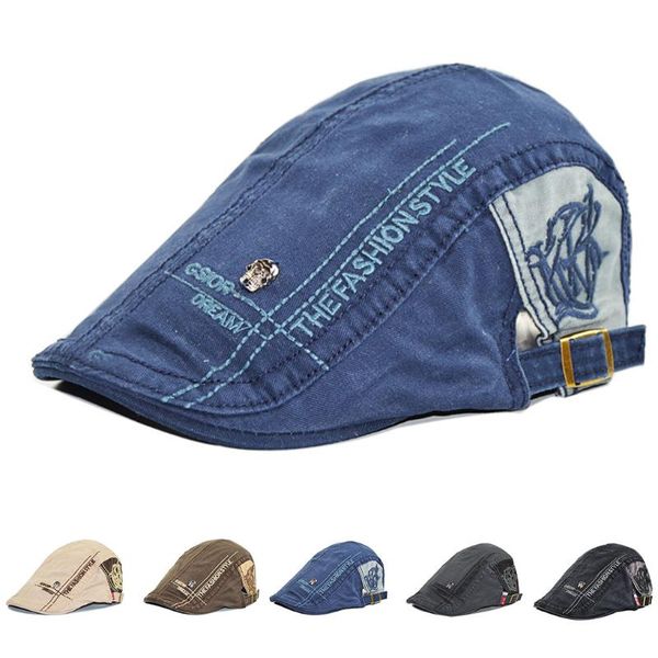 men boy casual vintage flat cap autumn winter outdoor cotton adjustable embroidery beret letter hat, Blue;gray
men boy casual vintage flat cap autumn winter outdoor cotton adjustable embroidery beret letter hat, Blue;gray