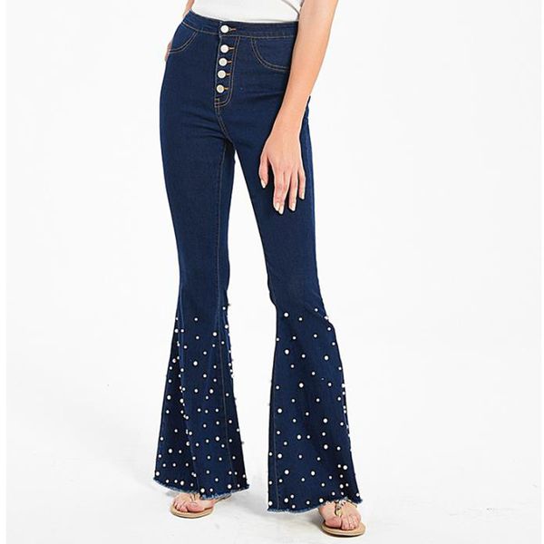 vintage high waist flare jeans women plus size wide leg skinny jeans with pearls boot cut denim pants palazzo flared trouser, Blue
vintage high waist flare jeans women plus size wide leg skinny jeans with pearls boot cut denim pants palazzo flared trouser, Blue