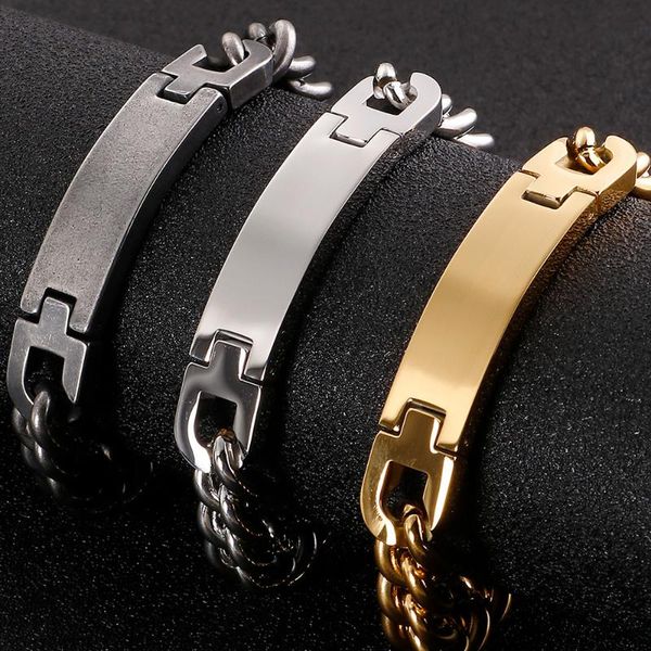 wholesale gold color bracelet for men 316l stainless steel mens bracelets bangles 2020 11mm chain male jewelry name engrave, Black
wholesale gold color bracelet for men 316l stainless steel mens bracelets bangles 2020 11mm chain male jewelry name engrave, Black