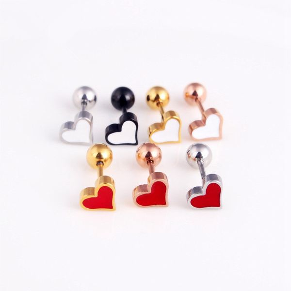 fashion women small heart stud earrings rose gold silver stainless steel white red drip oil cute simple lovers earring jewelry, Golden;silver
fashion women small heart stud earrings rose gold silver stainless steel white red drip oil cute simple lovers earring jewelry, Golden;silver
