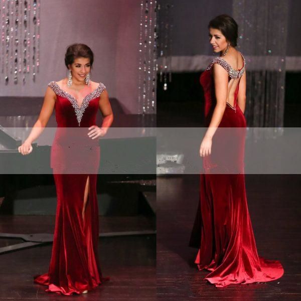 burgundy velvet evening dresses backless v neck crystals beadings side split mermaid 2019 new prom party gowns pageant dress custom size, Black;red
burgundy velvet evening dresses backless v neck crystals beadings side split mermaid 2019 new prom party gowns pageant dress custom size, Black;red