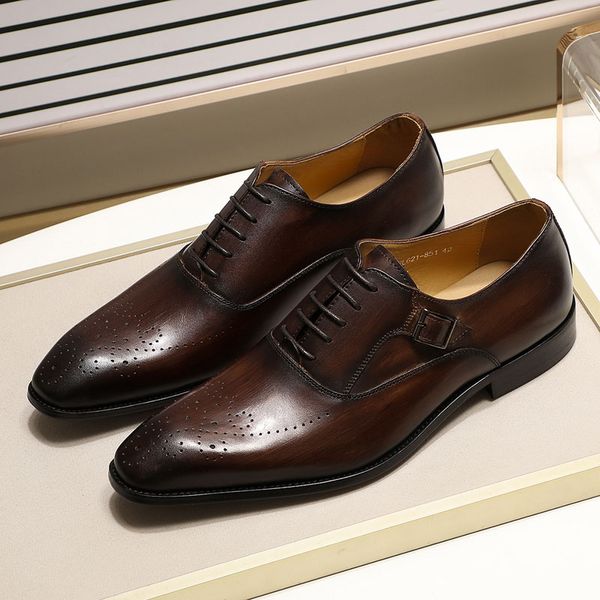 italian style men dress shoes genuine leather buckle lace up office wedding handmade brogue formal pointed toe oxfords mens shoe, Black
italian style men dress shoes genuine leather buckle lace up office wedding handmade brogue formal pointed toe oxfords mens shoe, Black