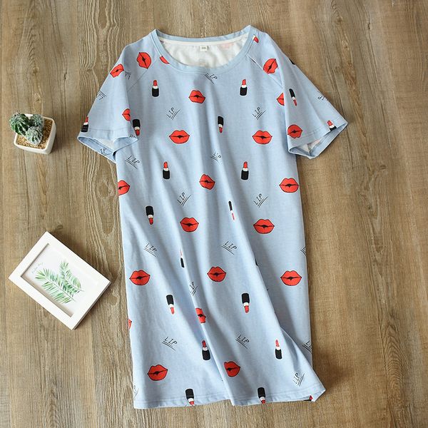 fashionable women's printed nightdress korean summer cotton loose dressing gown short sleeve cool thin comfortable casual dress, Black;red
fashionable women's printed nightdress korean summer cotton loose dressing gown short sleeve cool thin comfortable casual dress, Black;red
