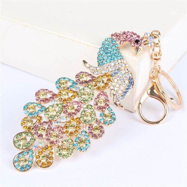 4 colors full rhinestone keychain luxury colorful peacock keychain crystal keyring bag pendants car key chain ring, Silver
4 colors full rhinestone keychain luxury colorful peacock keychain crystal keyring bag pendants car key chain ring, Silver