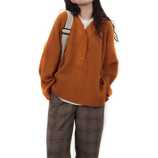 autumn winter new chic retro solid color women sweater korean style loose casual v-neck long sleeve knit pullover, White;black
autumn winter new chic retro solid color women sweater korean style loose casual v-neck long sleeve knit pullover, White;black