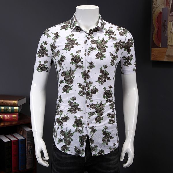 summer men floral print turn-down collar slim fit short sleeve shirt mens shirts 2020 new arrivals casual plus size clothing, White;black
summer men floral print turn-down collar slim fit short sleeve shirt mens shirts 2020 new arrivals casual plus size clothing, White;black