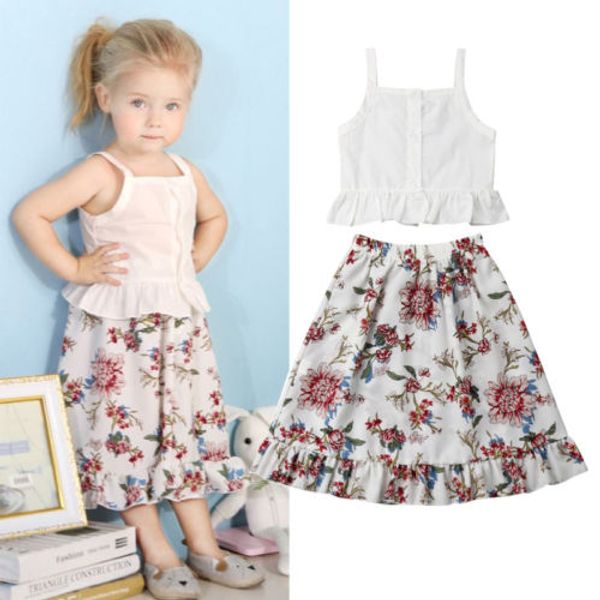2pcs fashion casual party toddler kids baby girls +floral skirt dress summer outfits clothes set, White
2pcs fashion casual party toddler kids baby girls +floral skirt dress summer outfits clothes set, White