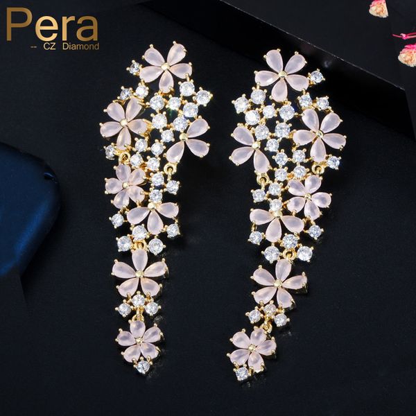 pera brilliant cz crystal romantic long big hanging pink flower drop earrings for elegant women derss jewelry accessories e501, Silver
pera brilliant cz crystal romantic long big hanging pink flower drop earrings for elegant women derss jewelry accessories e501, Silver