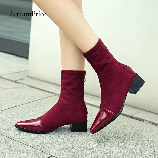 women fashion square toe boots thick heel ankle boots zipper flock leather winter ladies shoes black pink wine red 2018 new
women fashion square toe boots thick heel ankle boots zipper flock leather winter ladies shoes black pink wine red 2018 new