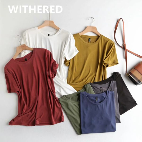 women's t-shirt withered england style simple multicolor solid oneck cupro summer t shirt women harajuku tshirt camisetas verano mujer, White
women's t-shirt withered england style simple multicolor solid oneck cupro summer t shirt women harajuku tshirt camisetas verano mujer, White