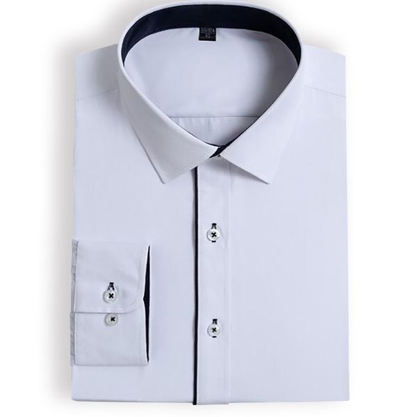 without front pocket) fashion twill solid long sleeve patchwork square collar slim fit soft easy care men dress shirts, White;black
without front pocket) fashion twill solid long sleeve patchwork square collar slim fit soft easy care men dress shirts, White;black