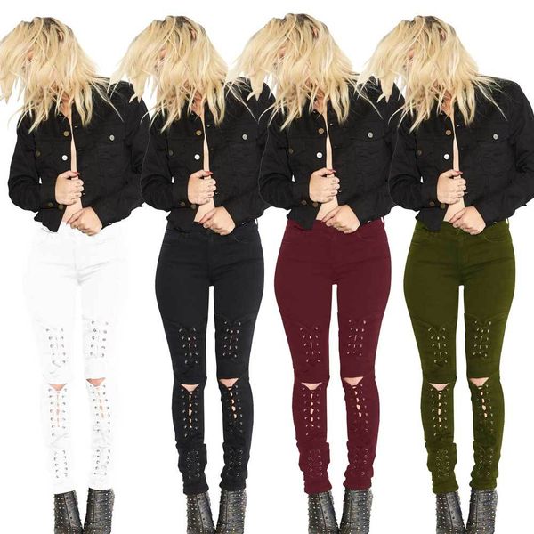 women's jeans multicolor denim bandage pants fashion tight-fitting slim feet pants, Blue
women's jeans multicolor denim bandage pants fashion tight-fitting slim feet pants, Blue