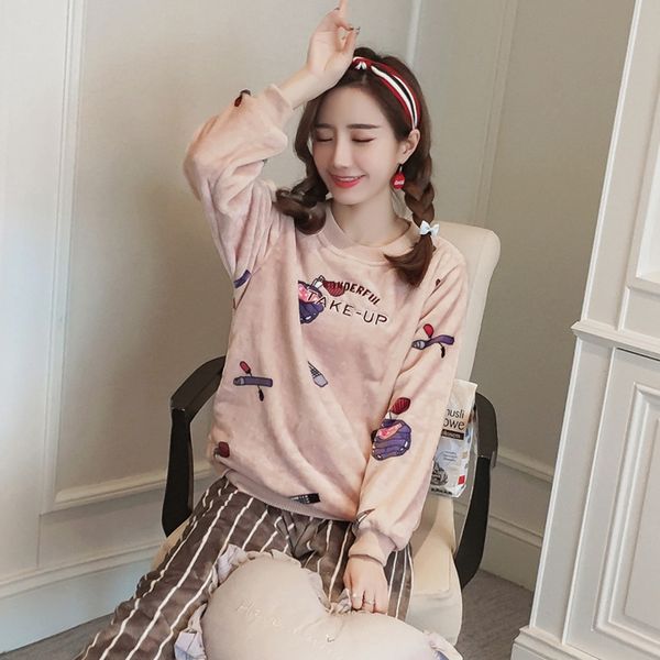 jinuo new arrival simple style women winter flannel pajama sets ladies thicken cartoon striped fresh casual home wear sleepwear, Blue;gray
jinuo new arrival simple style women winter flannel pajama sets ladies thicken cartoon striped fresh casual home wear sleepwear, Blue;gray