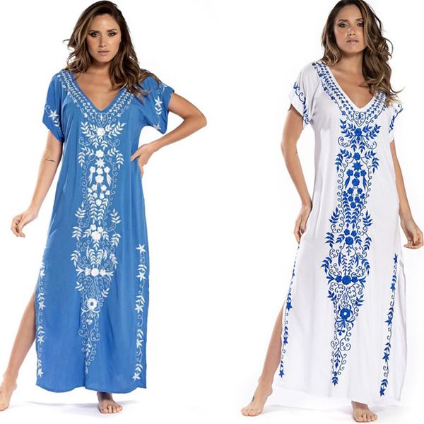 beach dress pareo summer cover up skirts plus size swimwear swimsuit woman cotton embroidered skirt outerwear for europeans, Blue;gray
beach dress pareo summer cover up skirts plus size swimwear swimsuit woman cotton embroidered skirt outerwear for europeans, Blue;gray