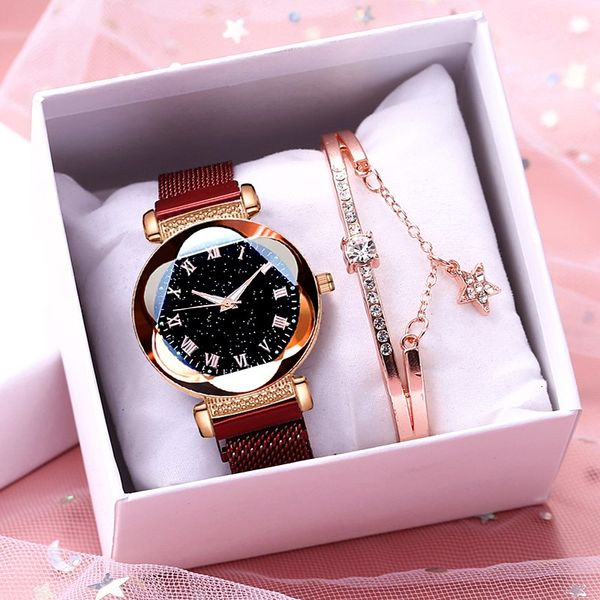 2019 women magnet buckle starry sky bracelet watches set luxury ladies luminous roman numeral quartz watch relogio feminino, Black
2019 women magnet buckle starry sky bracelet watches set luxury ladies luminous roman numeral quartz watch relogio feminino, Black