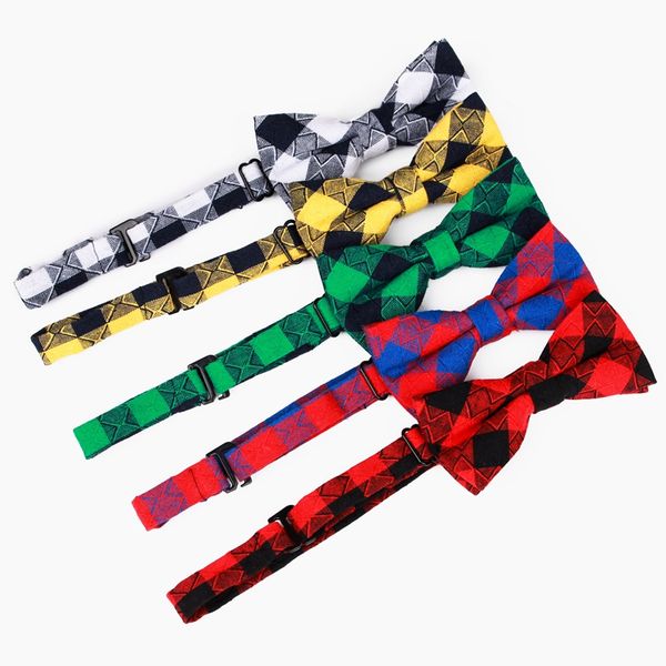 england style plaid kids bow tie cotton neckwear for childrens accessories, Black;gray
england style plaid kids bow tie cotton neckwear for childrens accessories, Black;gray