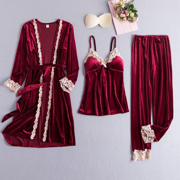 3pcs velvet women pajamas suit winter warm bride bridesmaid wedding sleepwear nightgown casual loose kimono bathrobe gown, Black;red
3pcs velvet women pajamas suit winter warm bride bridesmaid wedding sleepwear nightgown casual loose kimono bathrobe gown, Black;red